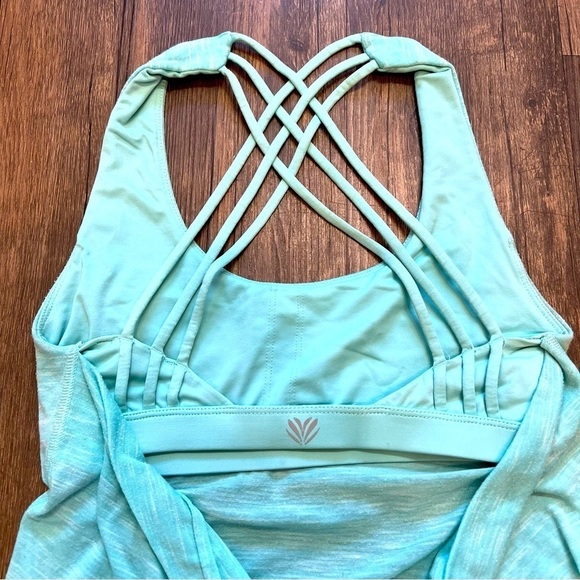 Women’s F21 Turquoise Workout T-Shirt Crisscross Back Size S - Picture 8 of 12